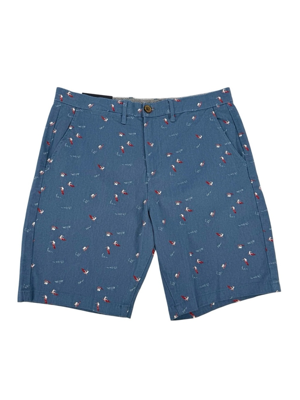 Jachs Bleeker Shorts Mens Size 31 Blue Stretch Chino Novelty Surfer Print